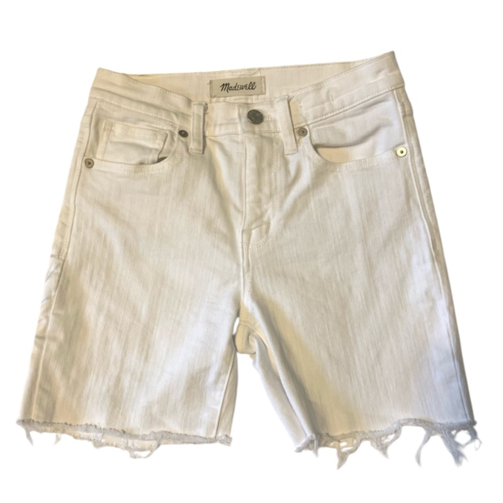 MADEWELL High-Rise Skinny Denim Shorts in White Size 30T (TALL) - Picture 5 of 12